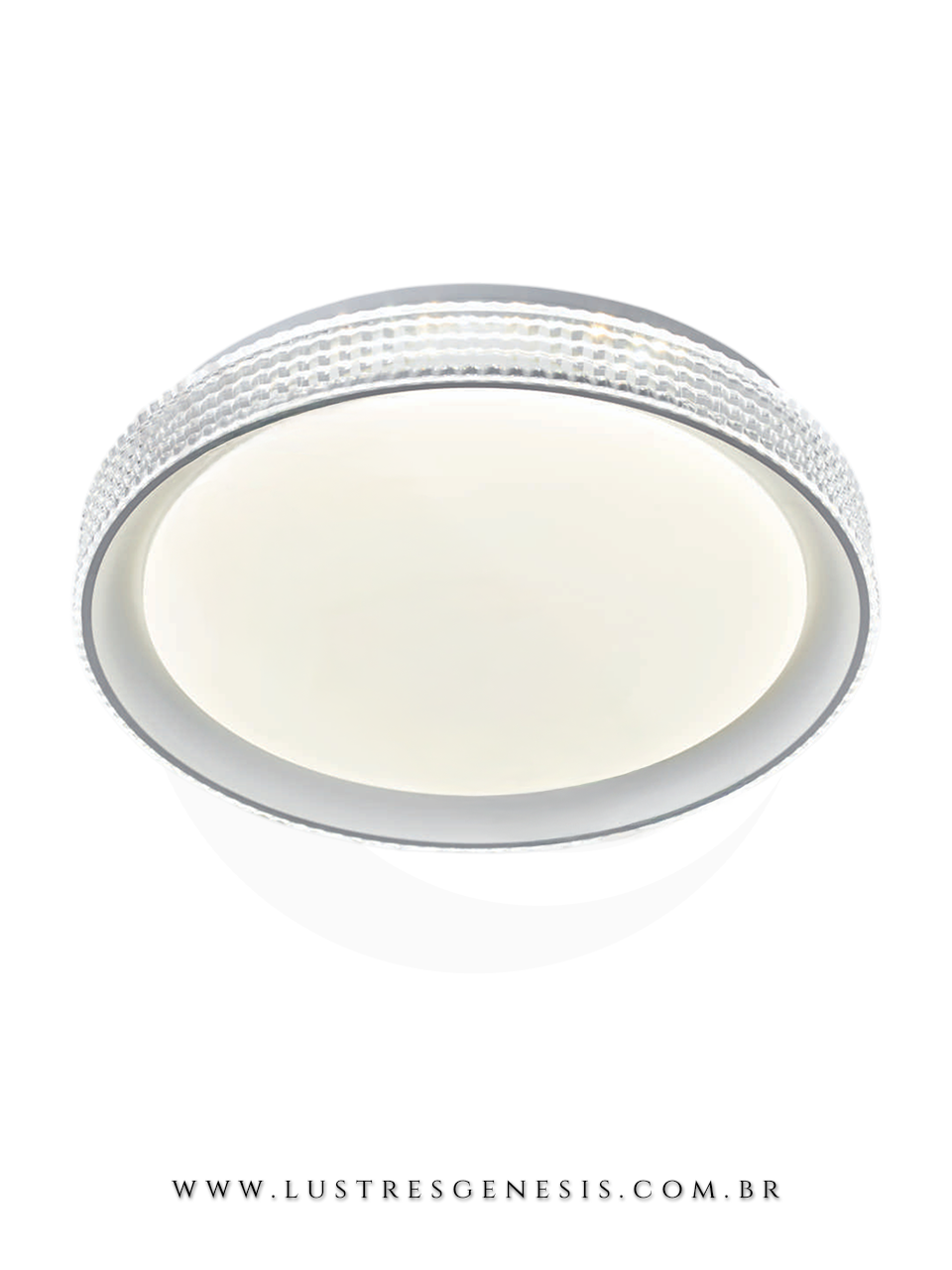 Plafon LED 40cm Metal Branco e Acrílico 28+28W Bivolt